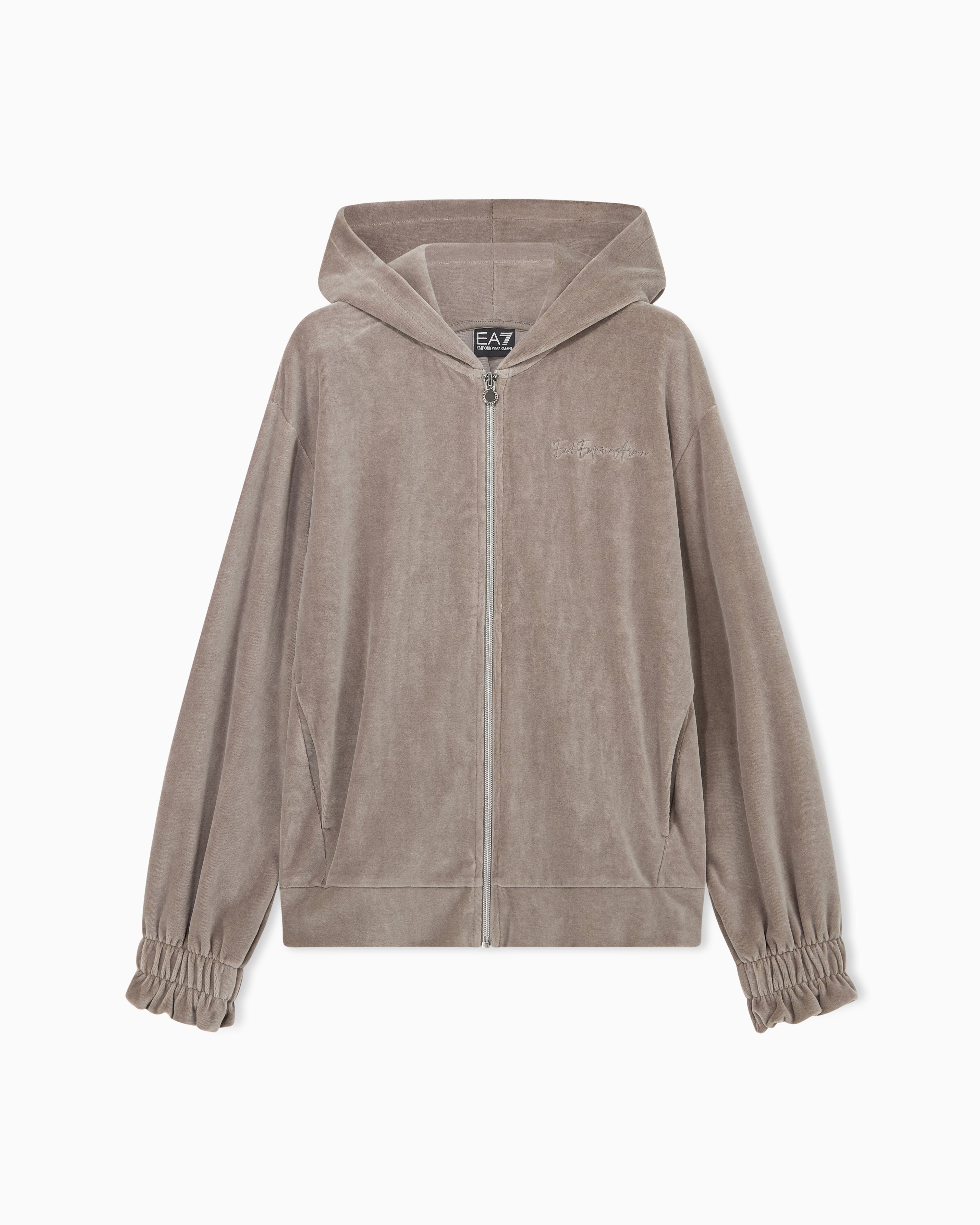Felpa con cappuccio e full zip 7W001431 AF26044 U6100 EA7 Taupe 