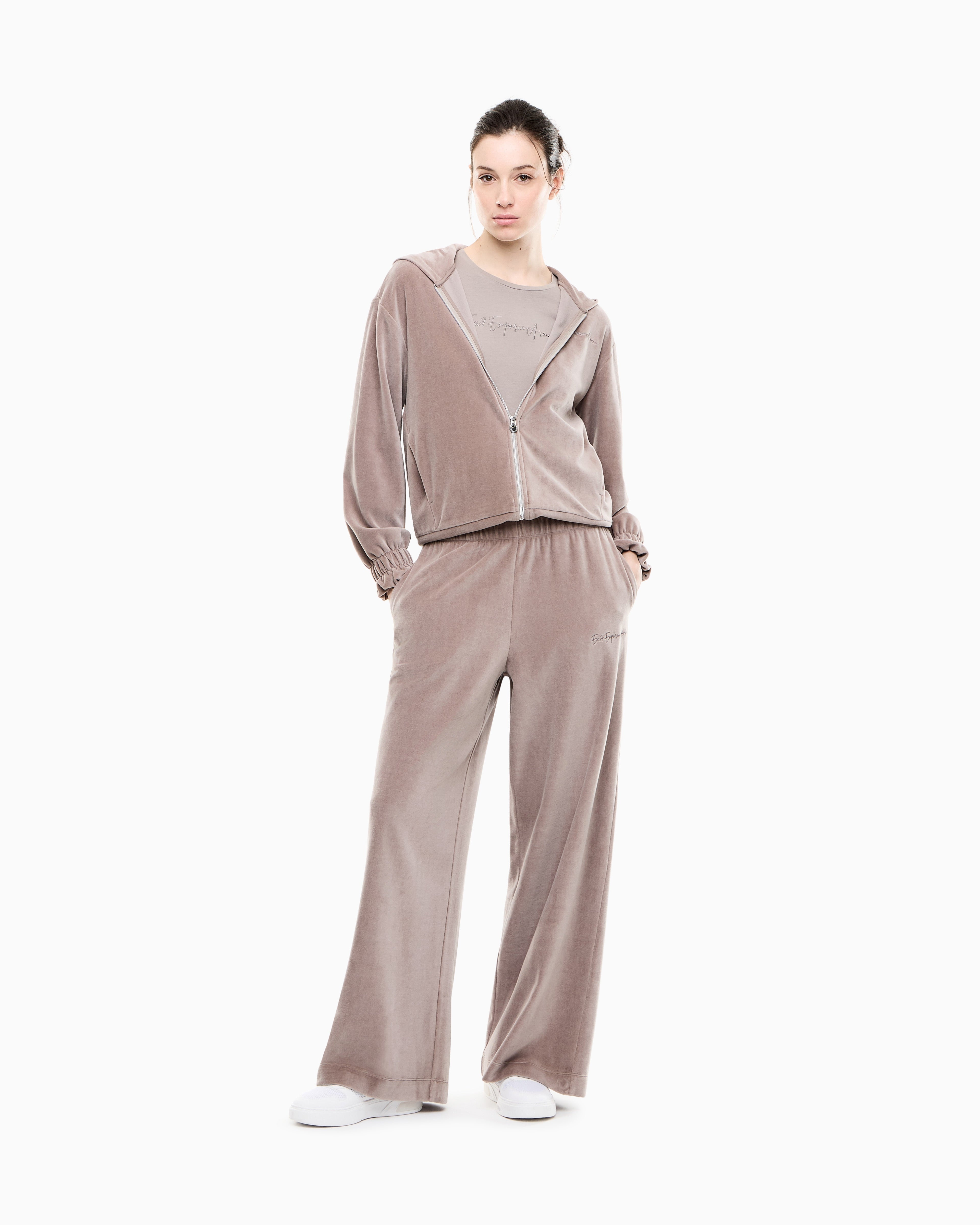 Felpa con cappuccio e full zip 7W001431 AF26044 U6100 EA7 Taupe 