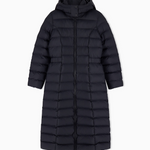Piumino lungo da donna trapuntato con cappuccio 7W001498 AF26297 MC231 EA7 Blu 