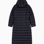 Piumino lungo da donna trapuntato con cappuccio 7W001498 AF26297 MC231 EA7 Blu 