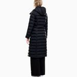 Piumino lungo da donna trapuntato con cappuccio 7W001498 AF26297 MC231 EA7 Blu 