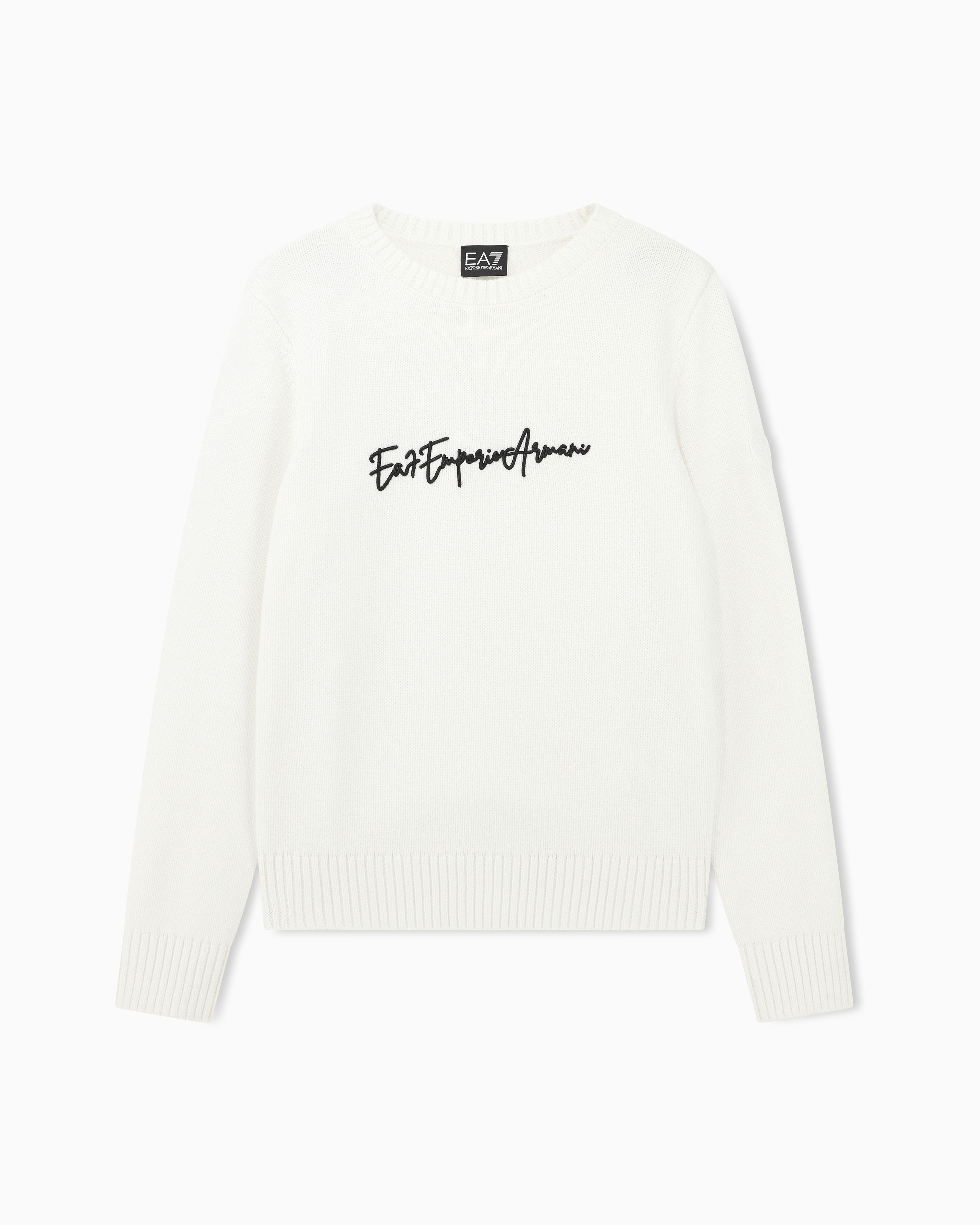Pullover dalla vestibilità regolare in misto lana vergine 7W001546 AF26684 U0003 EA7 White 