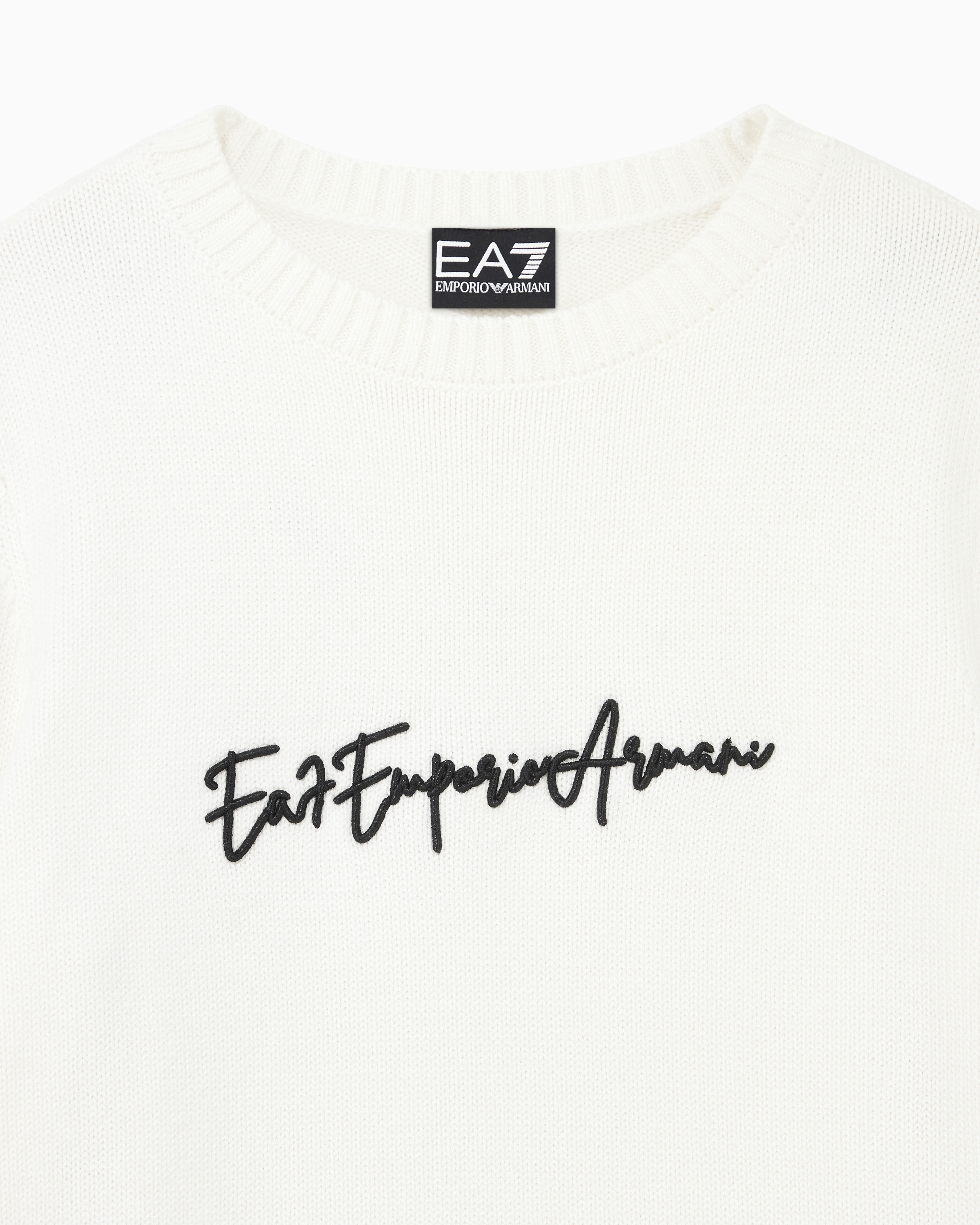 Pullover dalla vestibilità regolare in misto lana vergine 7W001546 AF26684 U0003 EA7 White 
