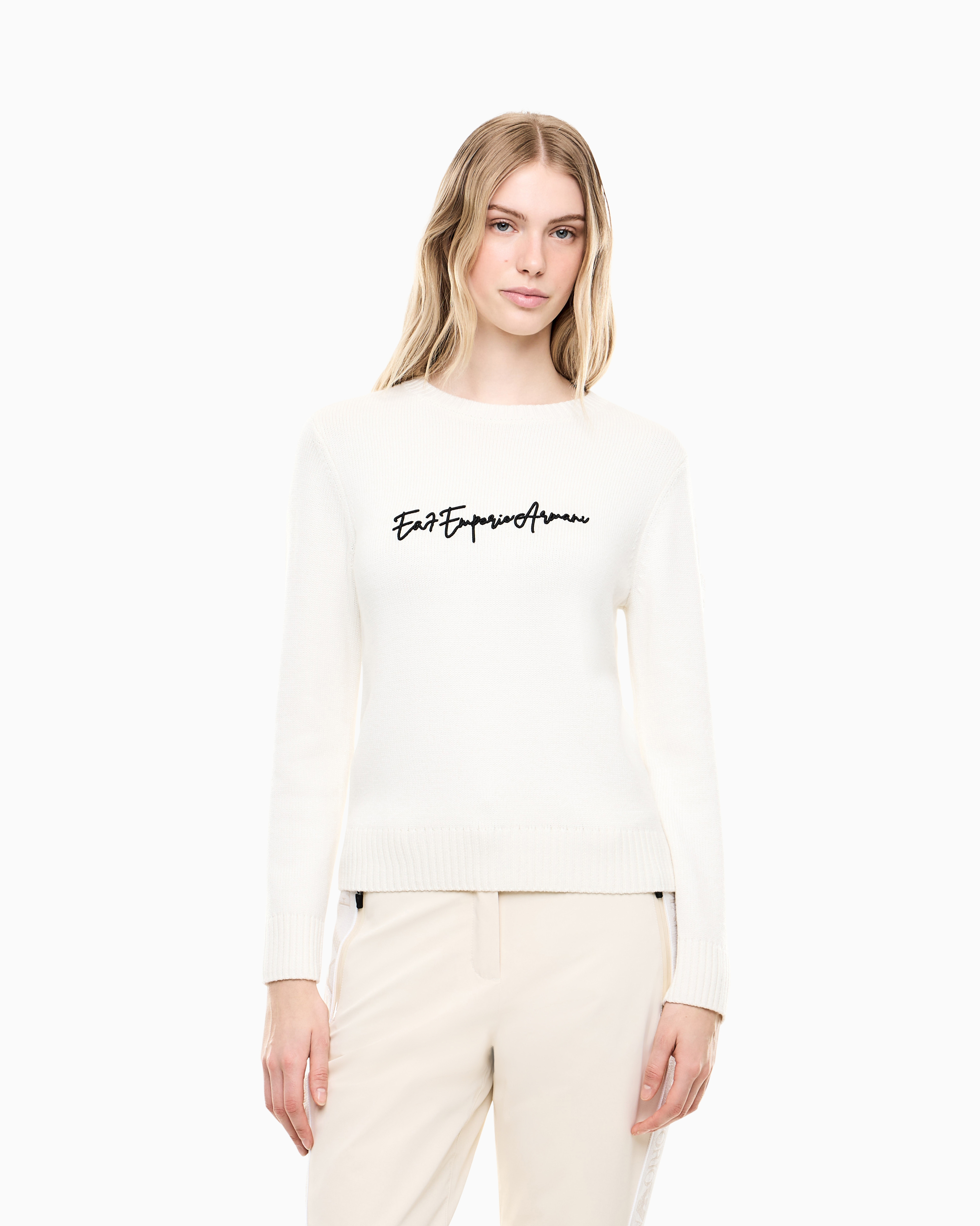 Pullover dalla vestibilità regolare in misto lana vergine 7W001546 AF26684 U0003 EA7 White 