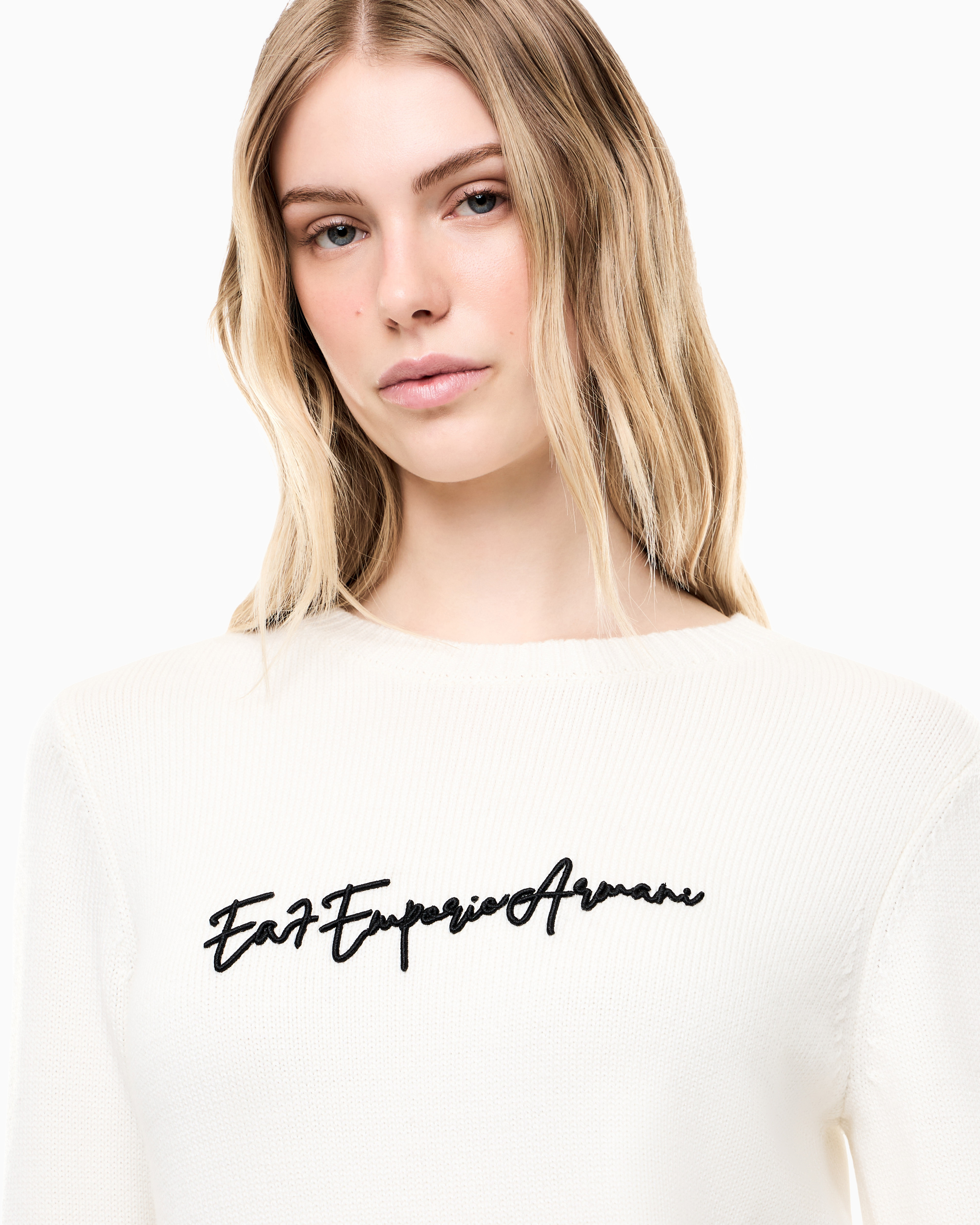 Pullover dalla vestibilità regolare in misto lana vergine 7W001546 AF26684 U0003 EA7 White 