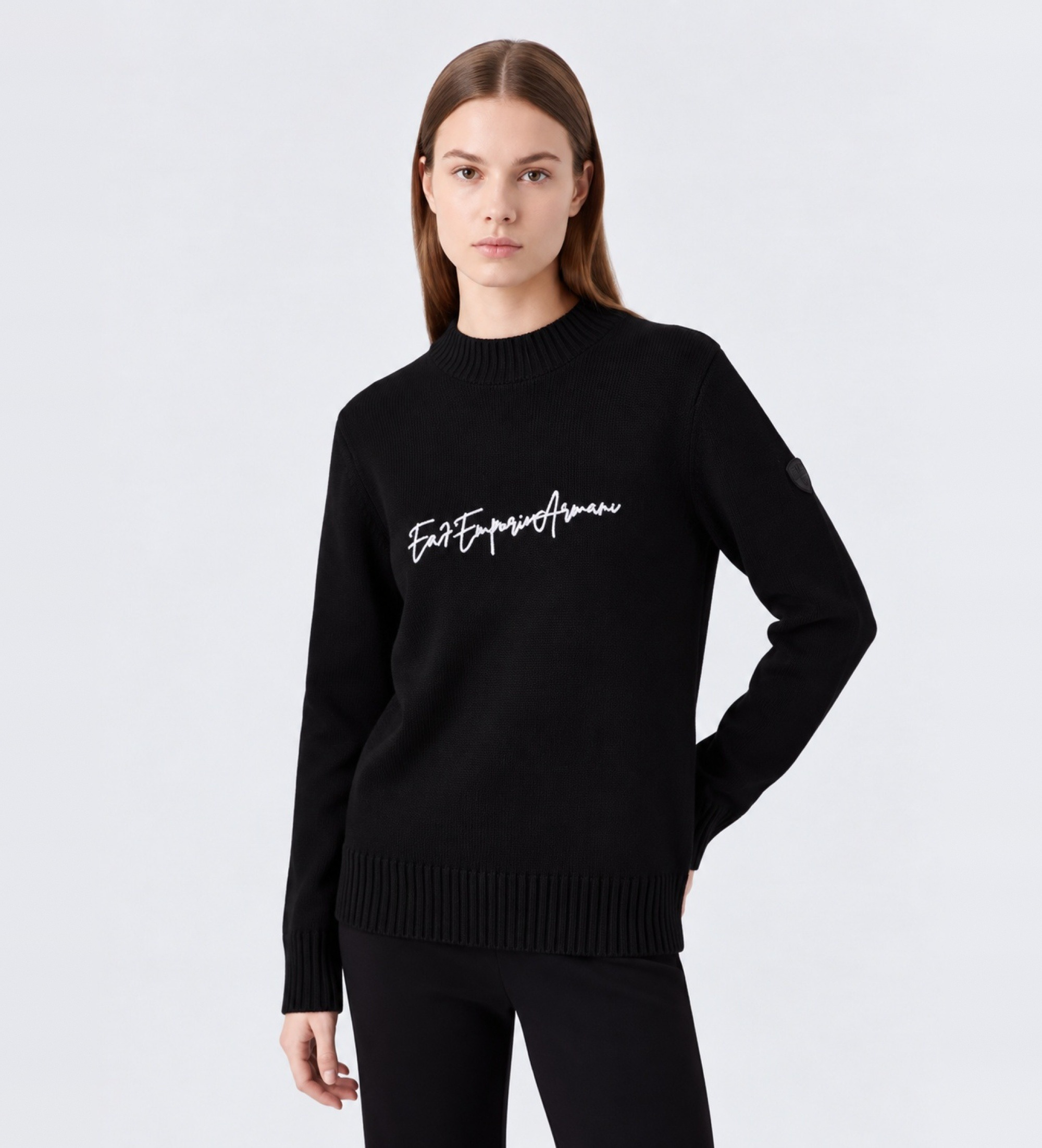 Pullover dalla vestibilità regolare in misto lana vergine 7W001546 AF26684 UC001 EA7 Black 