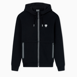 Felpa stretch con cappuccio e zip <BR/> 8NPM20 PJ4EZ 1200 EA7 Black 