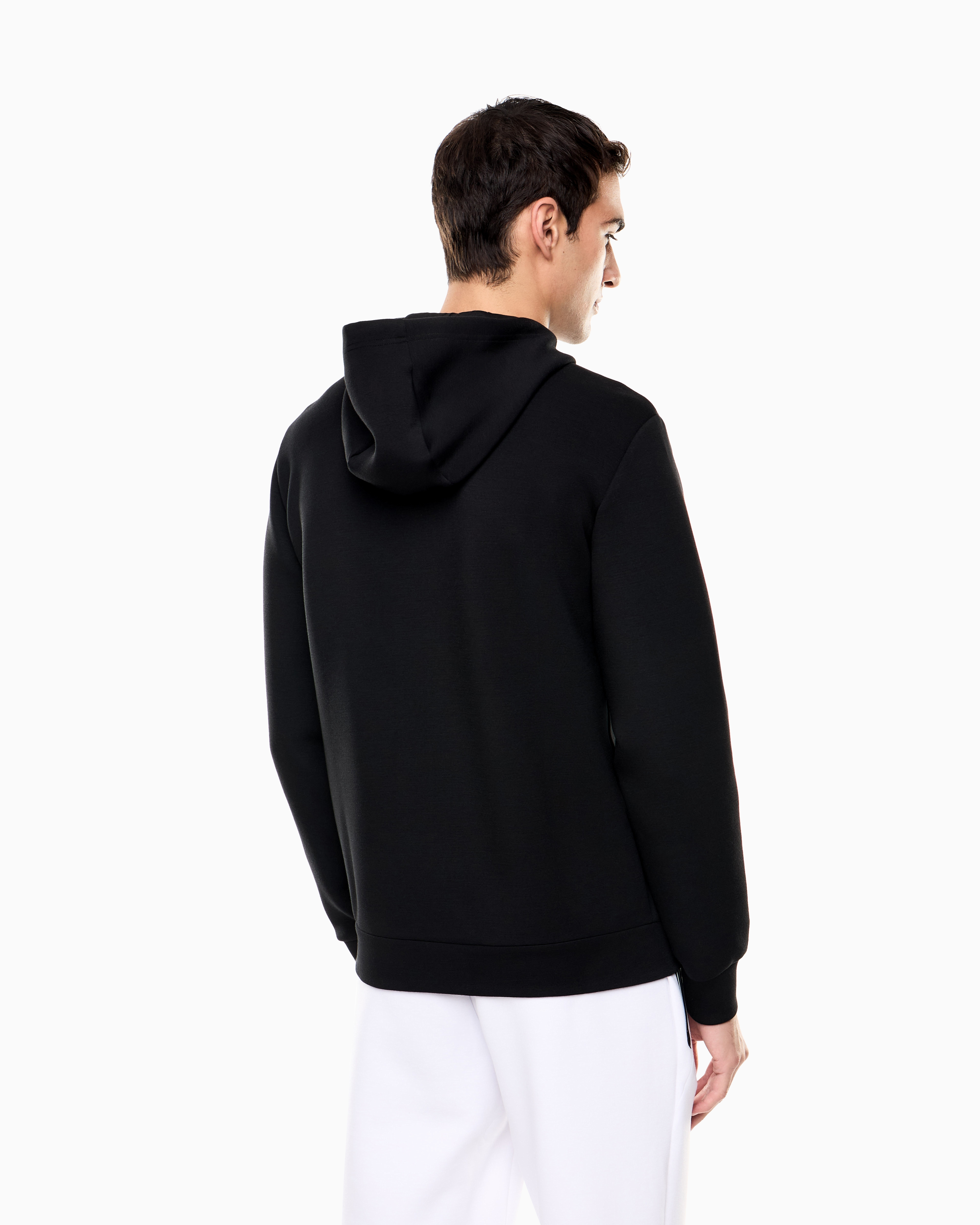 Felpa stretch con cappuccio e zip <BR/> 8NPM20 PJ4EZ 1200 EA7 Black 