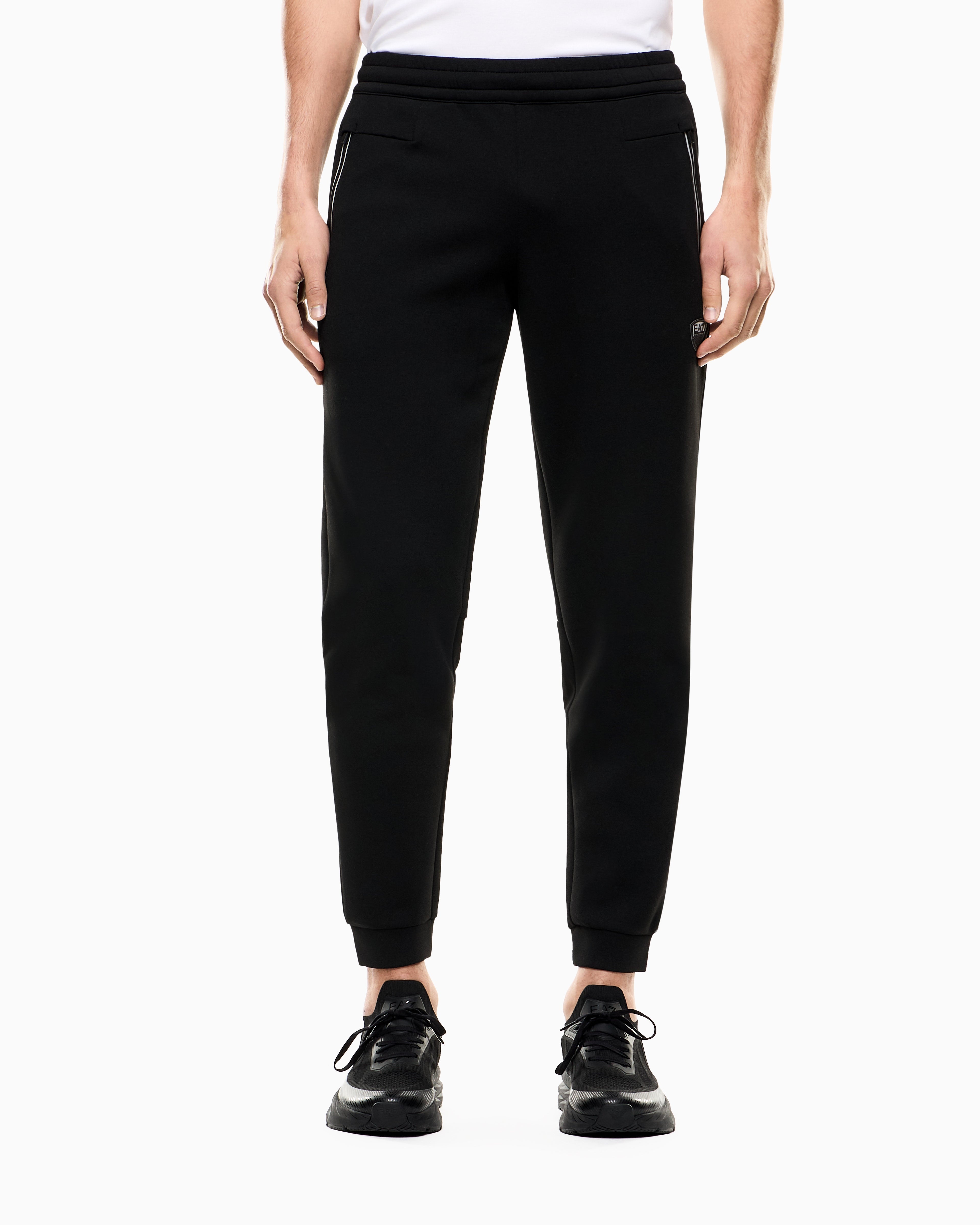 Pantaloni slim fit in jersey con logo in metallo 8NPP63 PJ4EZ 1200 EA7 Black 