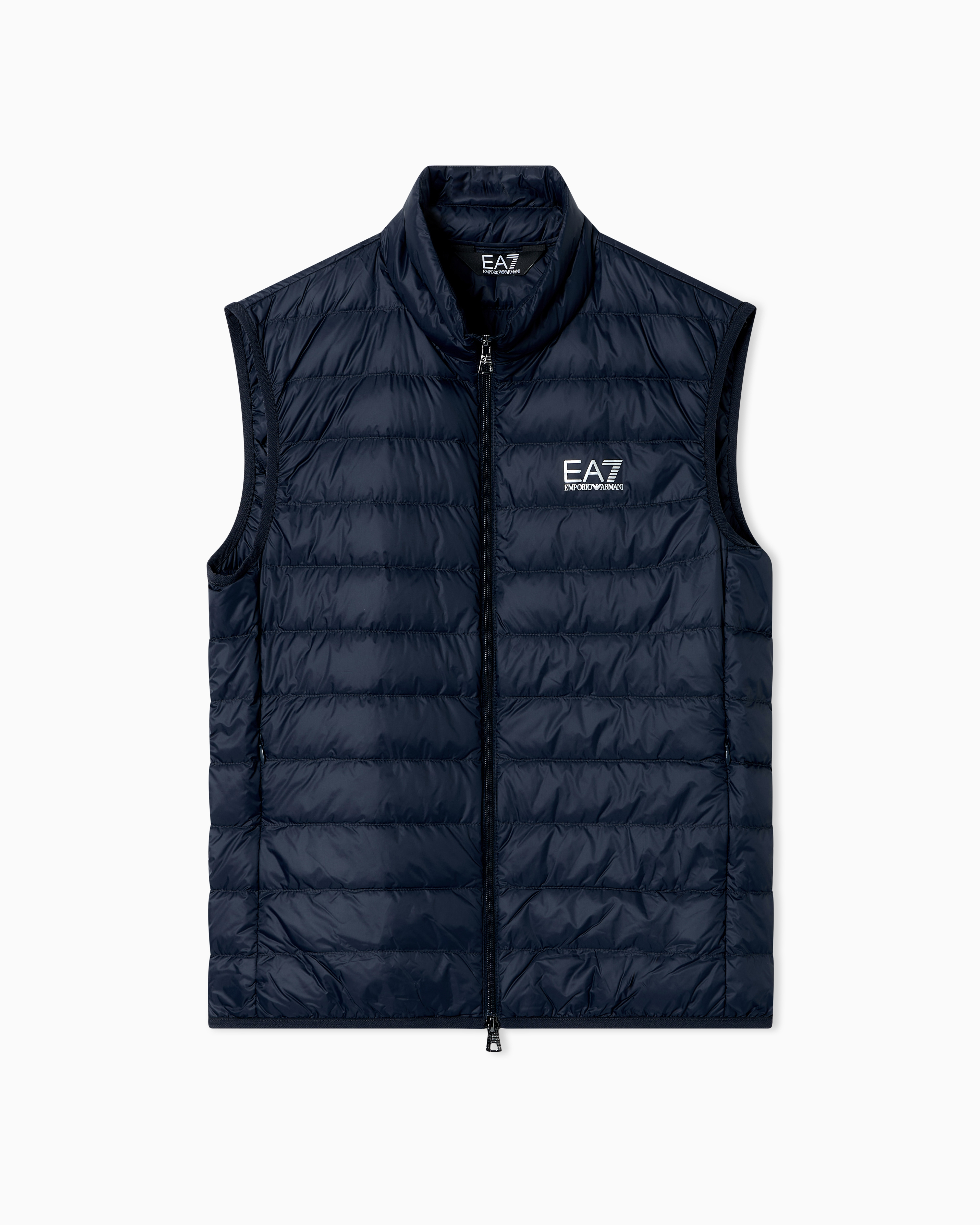 Gilet packable imbottito in piuma con zip 8NPQ06 PNGPZ 1562 EA7 Blue 