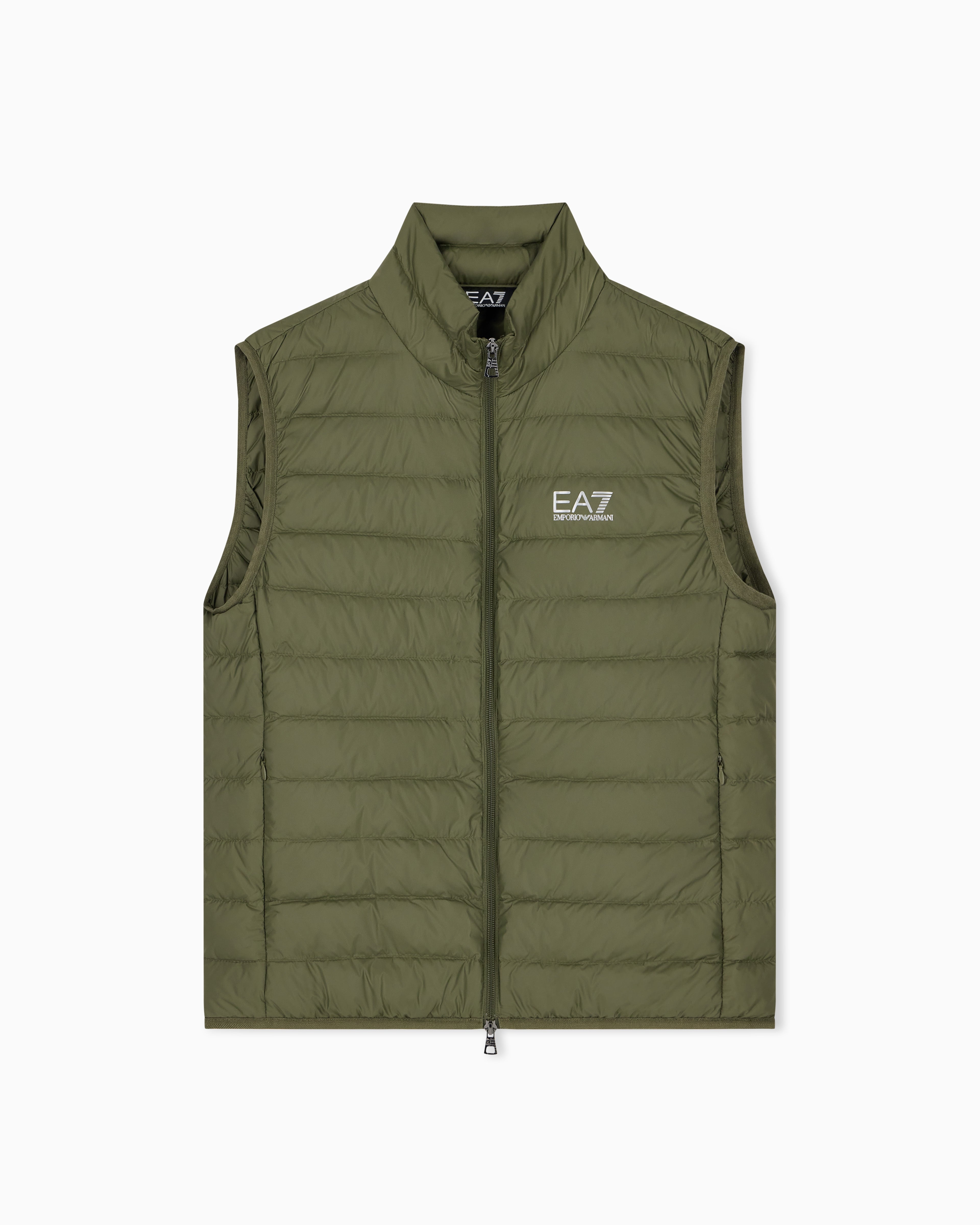 Gilet packable imbottito in piuma con zip 8NPQ06 PNGPZ U7014 EA7 Green 