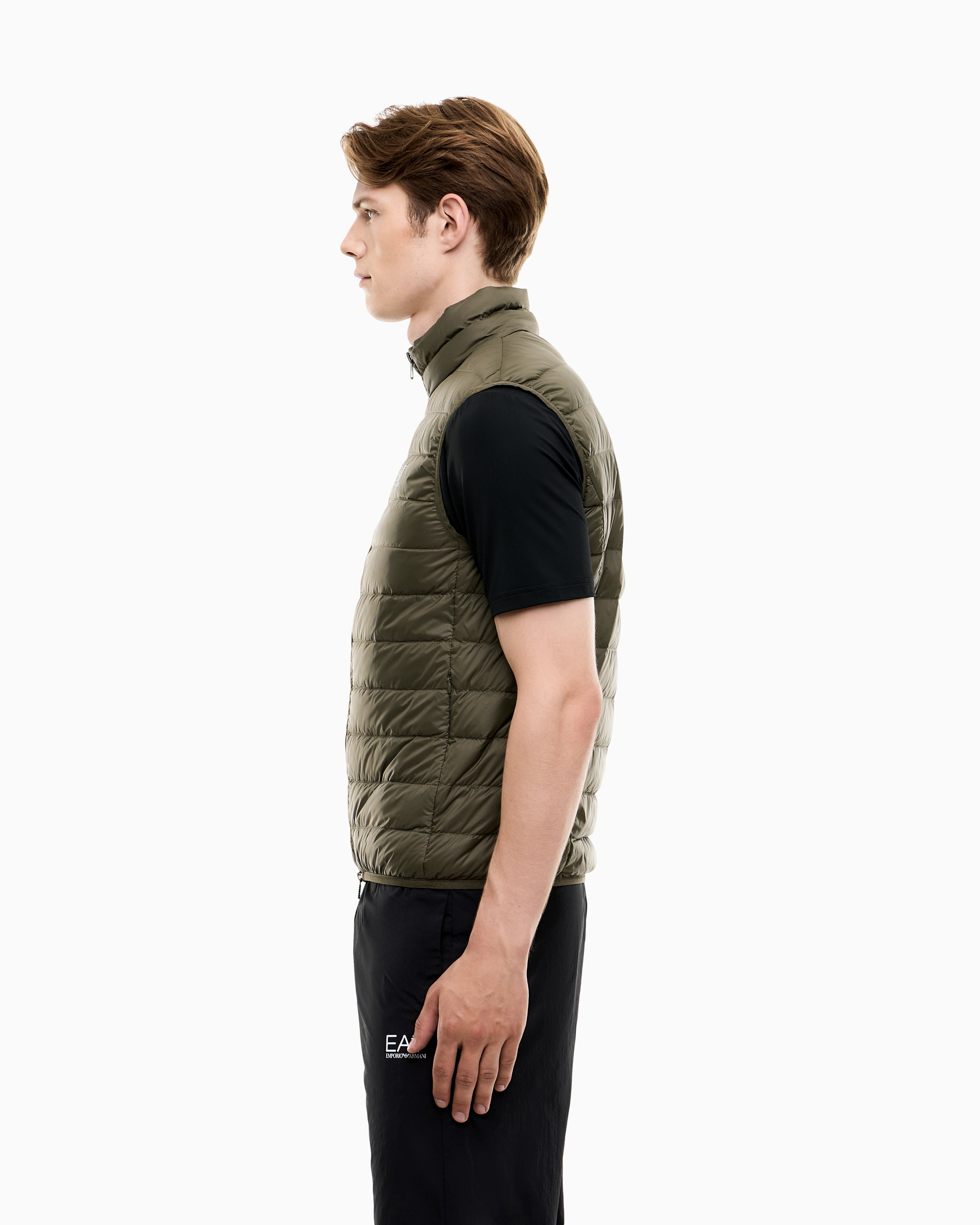 Gilet packable imbottito in piuma con zip 8NPQ06 PNGPZ U7014 EA7 Green 