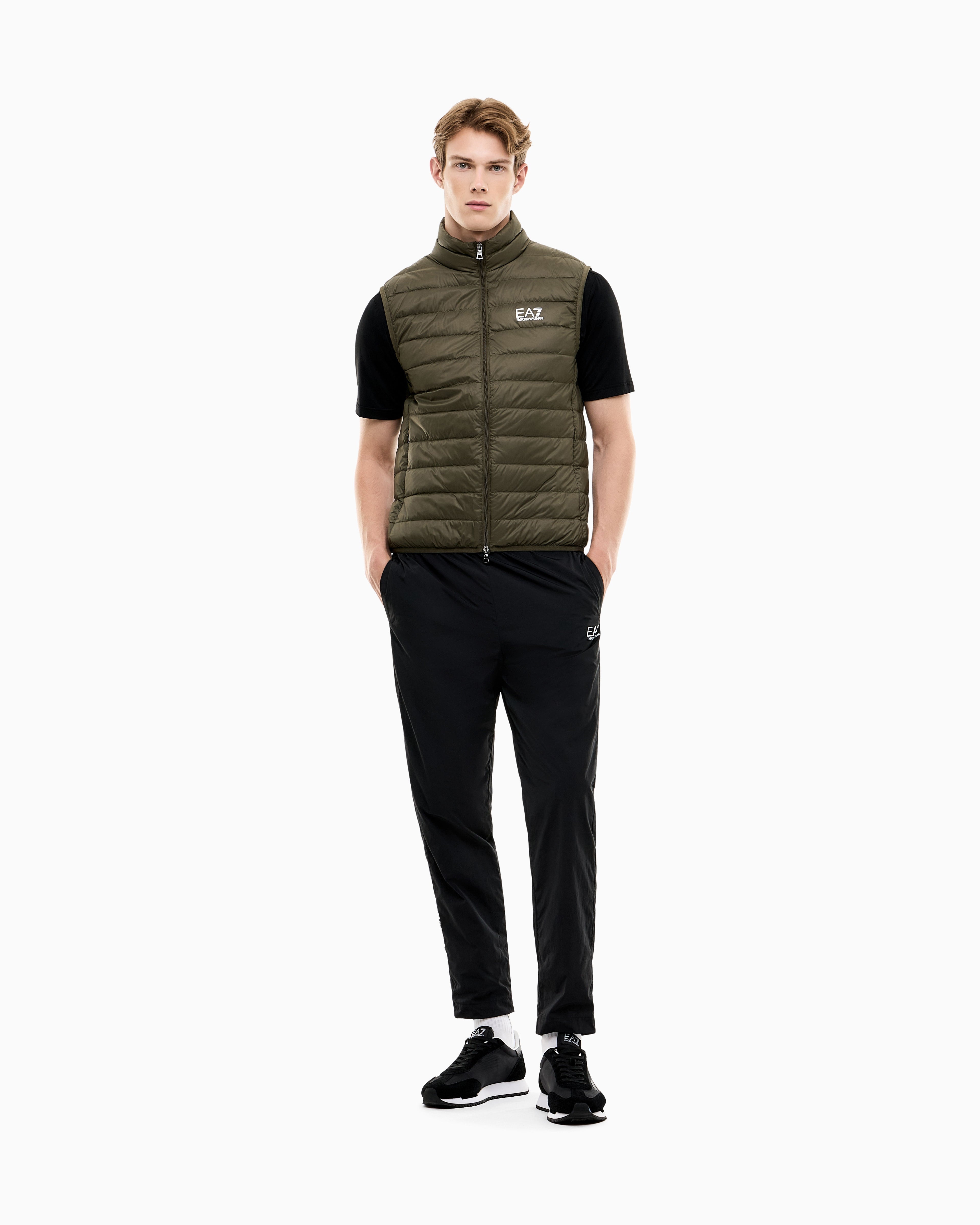 Gilet packable imbottito in piuma con zip 8NPQ06 PNGPZ U7014 EA7 Green 