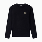 T-Shirt girocollo a maniche lunghe in cotone 8NPT28 PJVQZ 0208 EA7 Black 