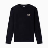 T-Shirt girocollo a maniche lunghe in cotone 8NPT28 PJVQZ 0208 EA7 Black 
