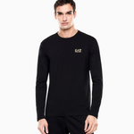 T-Shirt girocollo a maniche lunghe in cotone 8NPT28 PJVQZ 0208 EA7 Black 