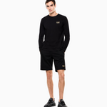 T-Shirt girocollo a maniche lunghe in cotone 8NPT28 PJVQZ 0208 EA7 Black 