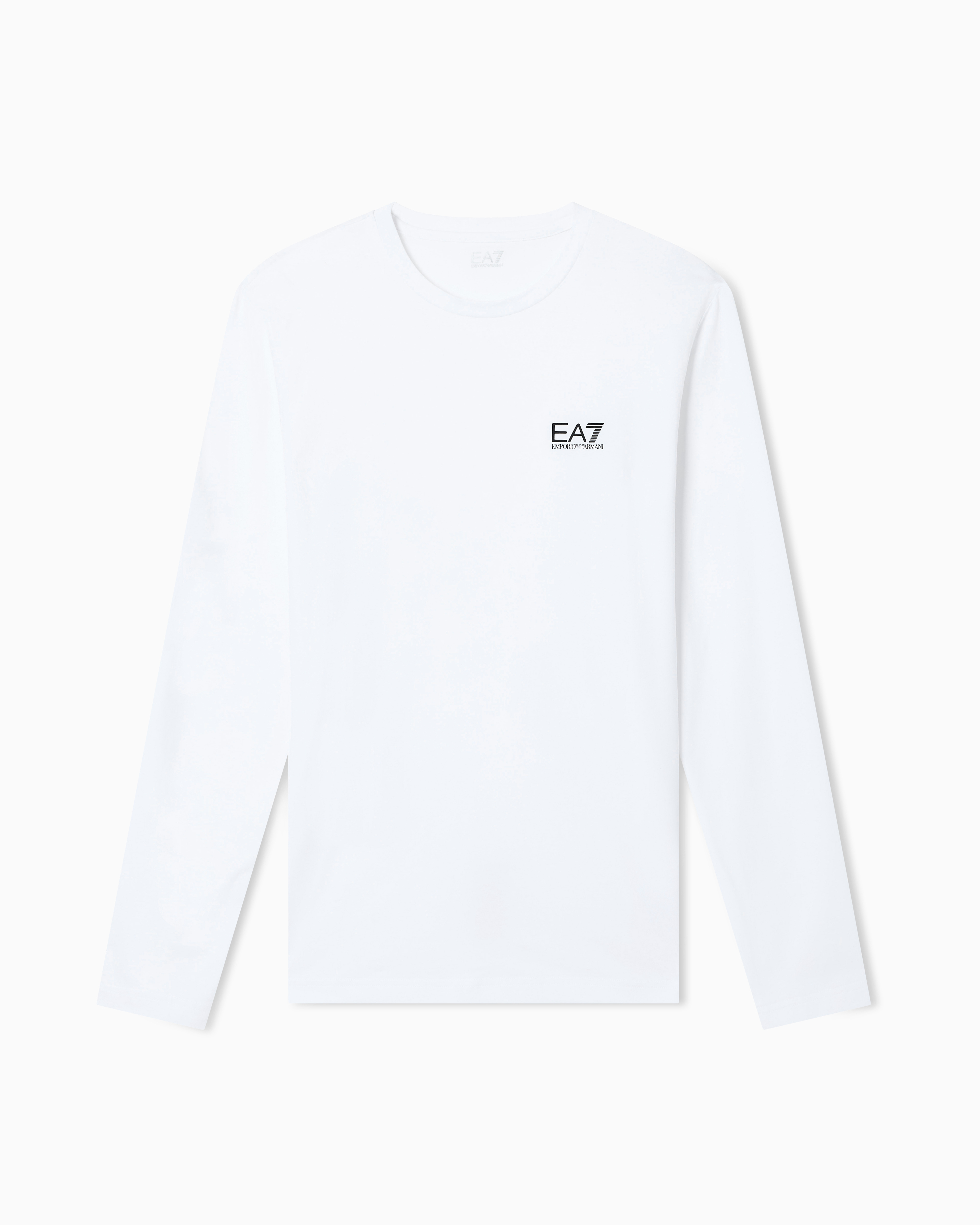 T-Shirt girocollo a maniche lunghe in cotone 8NPT28 PJVQZ 1100 EA7 White 