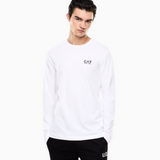 T-Shirt girocollo a maniche lunghe in cotone 8NPT28 PJVQZ 1100 EA7 White 
