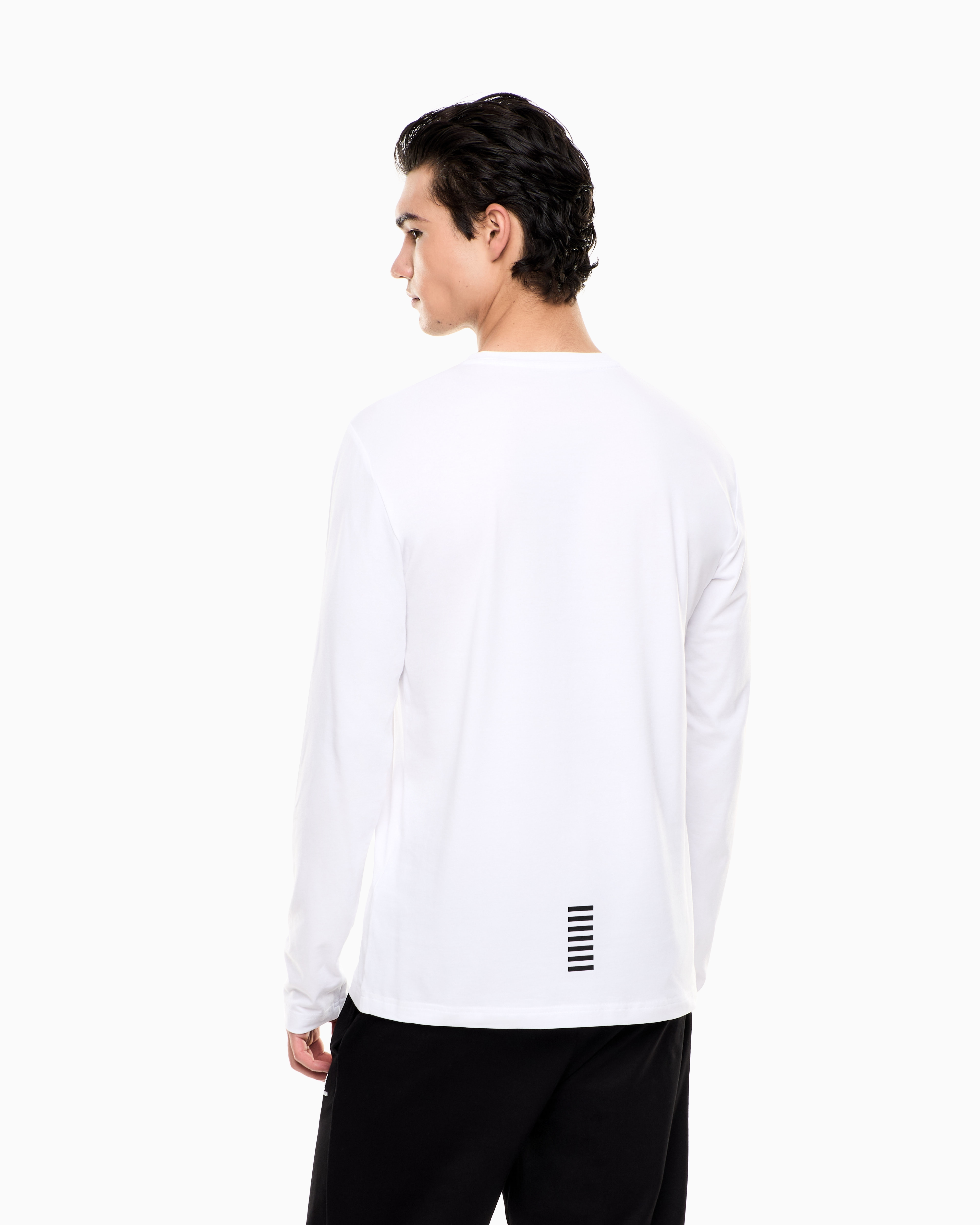T-Shirt girocollo a maniche lunghe in cotone 8NPT28 PJVQZ 1100 EA7 White 