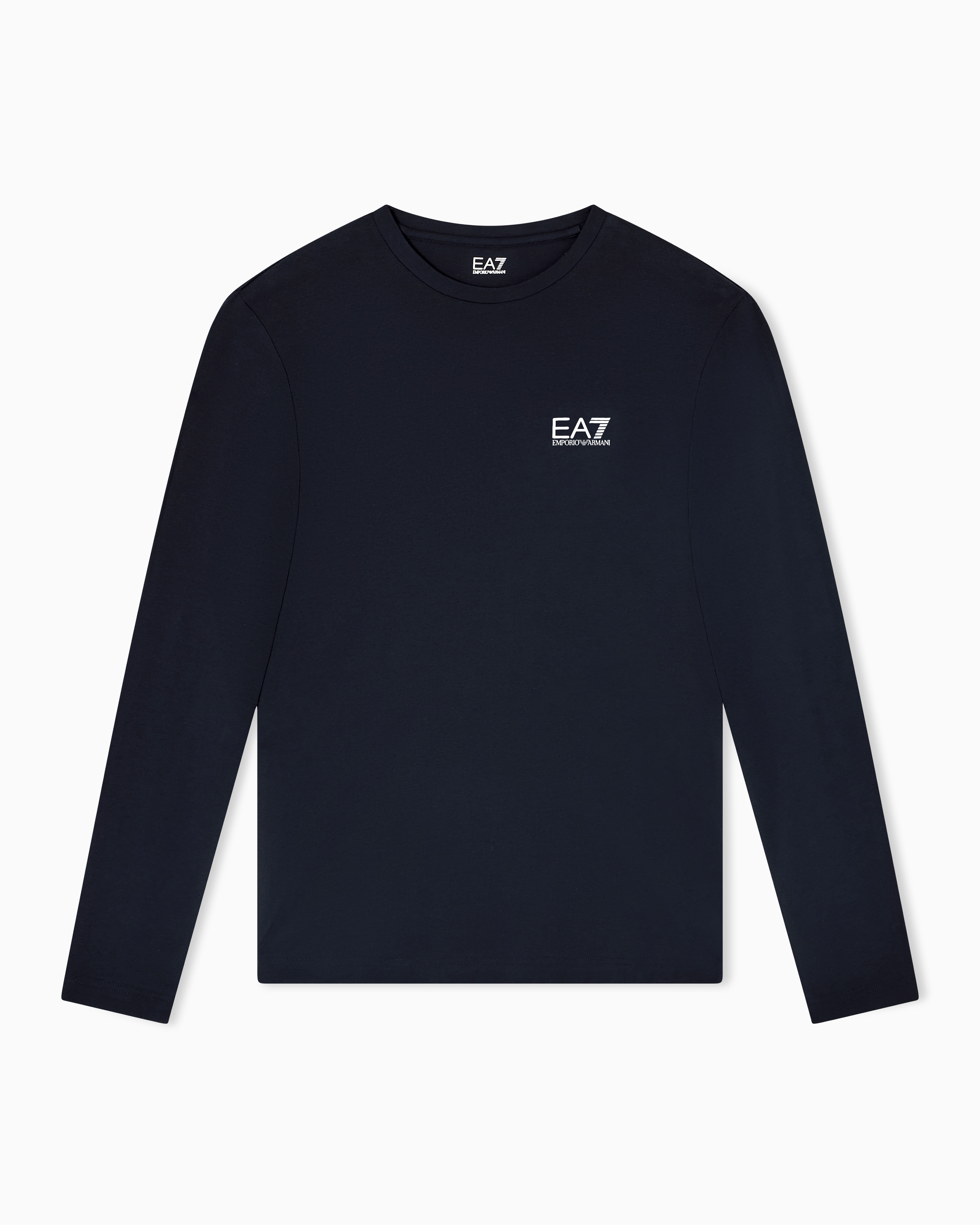 T-Shirt girocollo a maniche lunghe in cotone 8NPT28 PJVQZ 1562 EA7 Blue 
