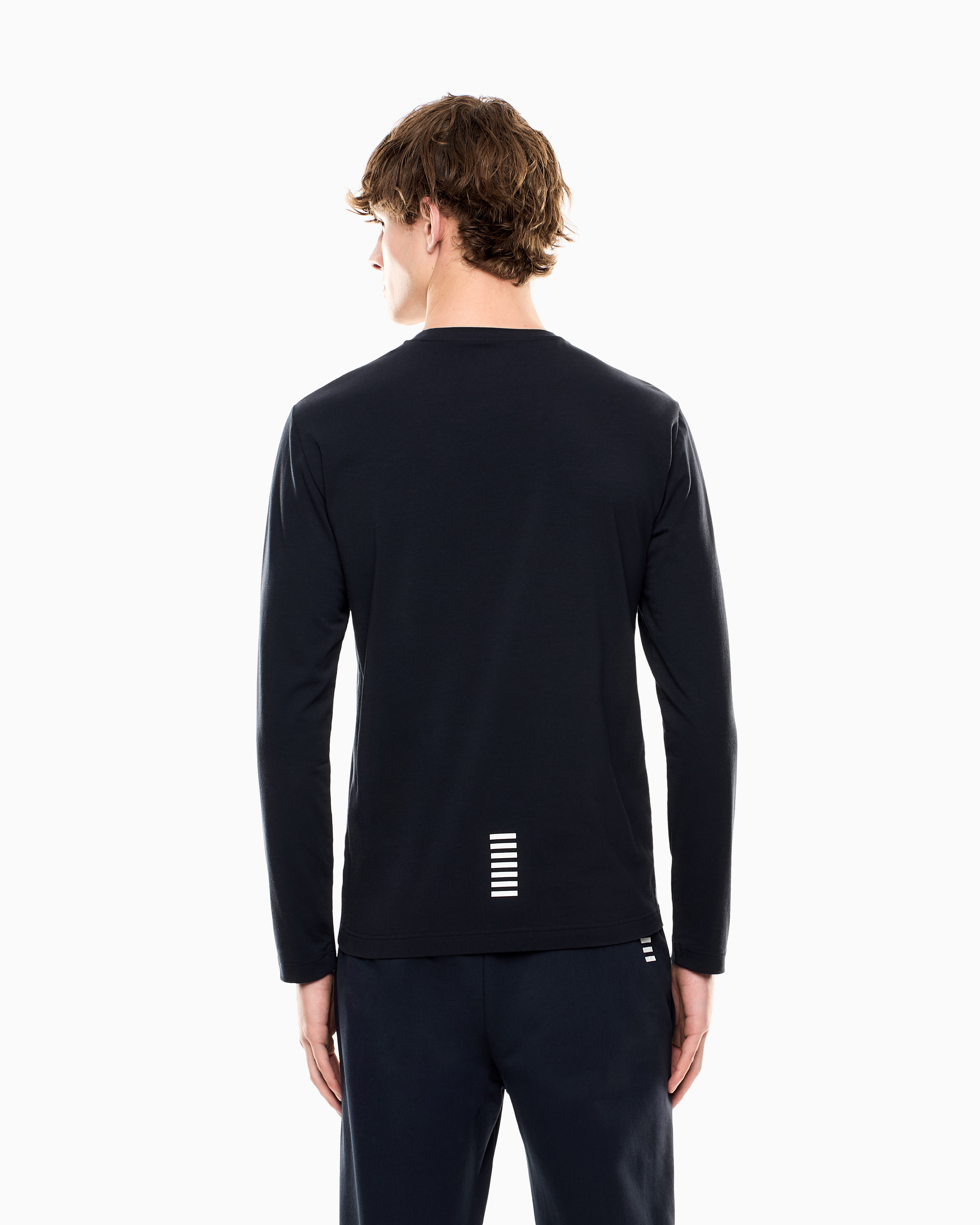 T-Shirt girocollo a maniche lunghe in cotone 8NPT28 PJVQZ 1562 EA7 Blue 
