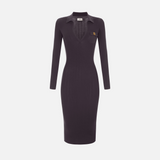 Abito in maglia con ricami à jour<BR/> AM08B66E2 EV9 ELISABETTA FRANCHI Dark chocolate 