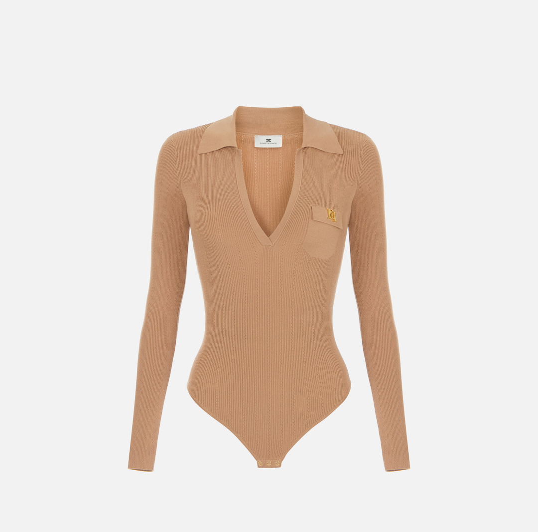Body in maglia con ricami à jour<BR/> BK02B66E2 FK4 ELISABETTA FRANCHI Pelle 