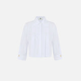 Camicia in cotone con pieghe CA17766E2 100 ELISABETTA FRANCHI Bianco 