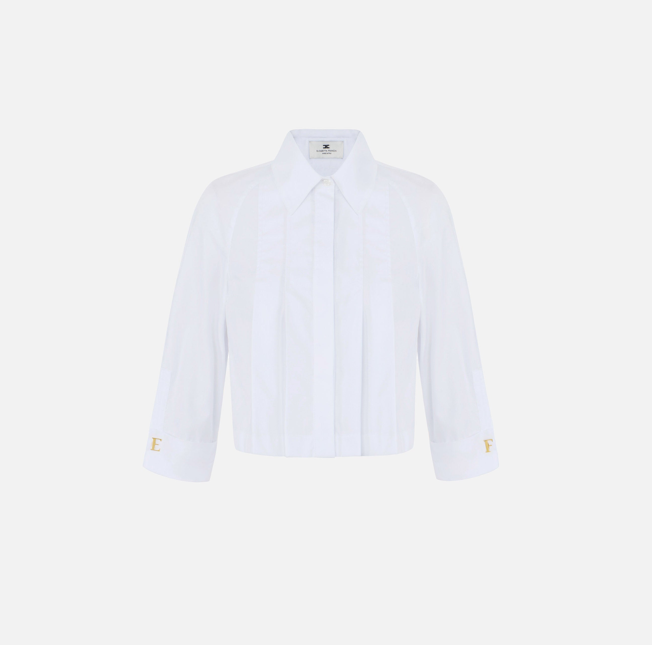 Camicia in cotone con pieghe CA17766E2 100 ELISABETTA FRANCHI Bianco 