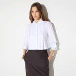 Camicia in cotone con pieghe CA17766E2 100 ELISABETTA FRANCHI Bianco 