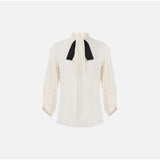 Blusa in georgette con cravattino CA17866E2 E84 ELISABETTA FRANCHI Burro/nero 