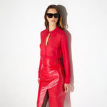 Camicia in georgette con loghi gioiello CA19466E2 CG5 ELISABETTA FRANCHI Red passion 