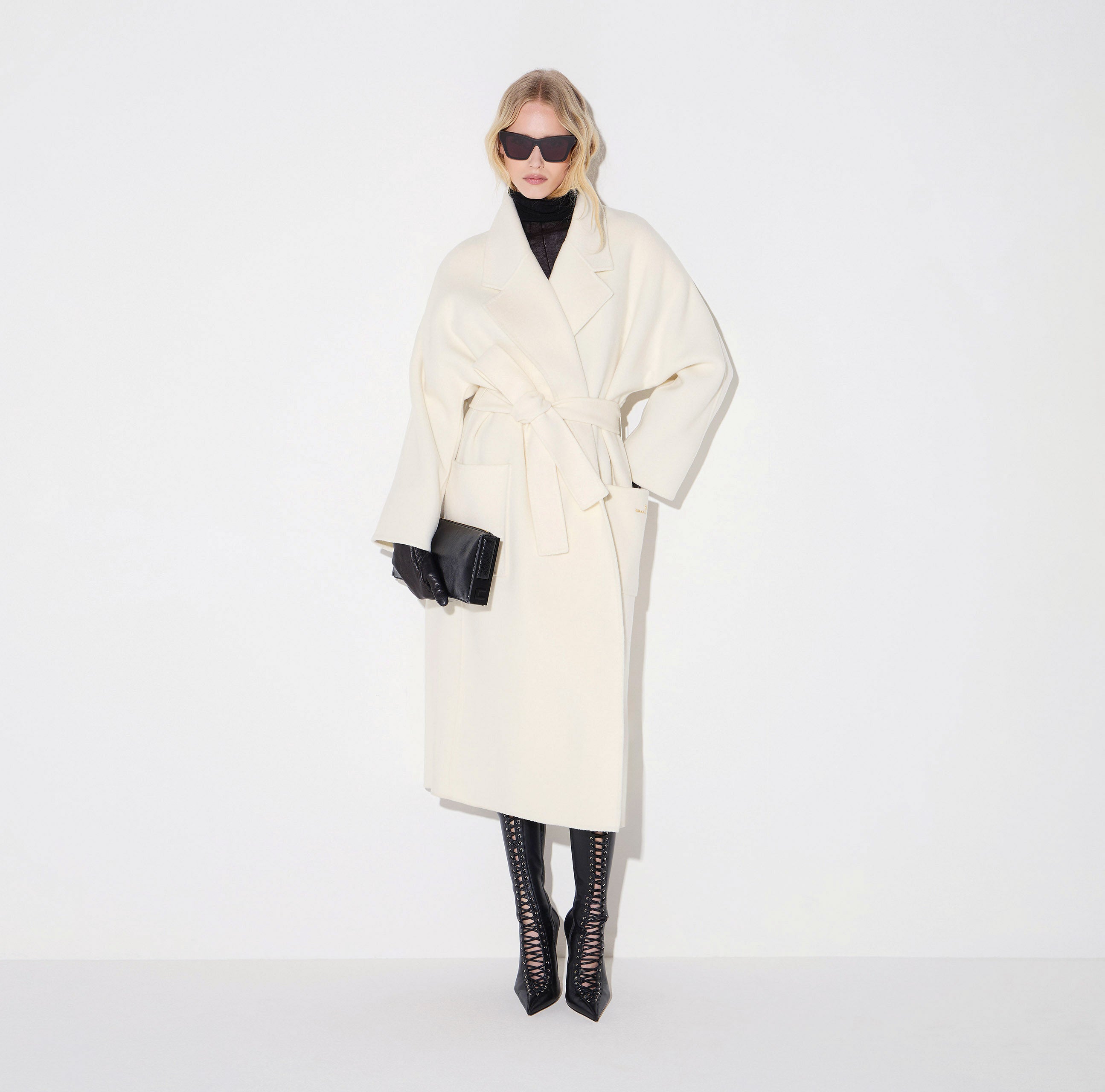 Cappotto in panno double di lana CP01D66E2 193 ELISABETTA FRANCHI Burro 