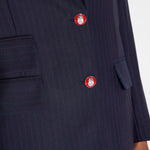 Giacca in fresco lana gessato GI24766E2 FO9 ELISABETTA FRANCHI Blu notte/red passion 