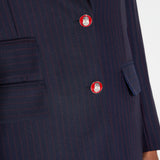 Giacca in fresco lana gessato GI24766E2 FO9 ELISABETTA FRANCHI Blu notte/red passion 