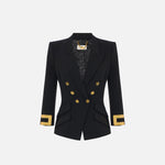 Giacca in doppio crêpe stretch con logo gioiello GI26866E2 110 ELISABETTA FRANCHI Nero 