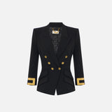 Giacca in doppio crêpe stretch con logo gioiello GI26866E2 110 ELISABETTA FRANCHI Nero 