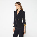 Giacca in doppio crêpe stretch con logo gioiello GI26866E2 110 ELISABETTA FRANCHI Nero 