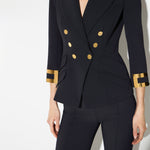 Giacca in doppio crêpe stretch con logo gioiello GI26866E2 110 ELISABETTA FRANCHI Nero 
