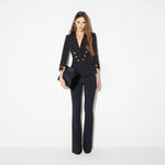 Giacca in doppio crêpe stretch con logo gioiello GI26866E2 110 ELISABETTA FRANCHI Nero 