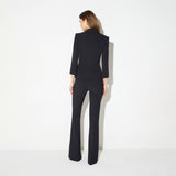 Giacca in doppio crêpe stretch con logo gioiello GI26866E2 110 ELISABETTA FRANCHI Nero 