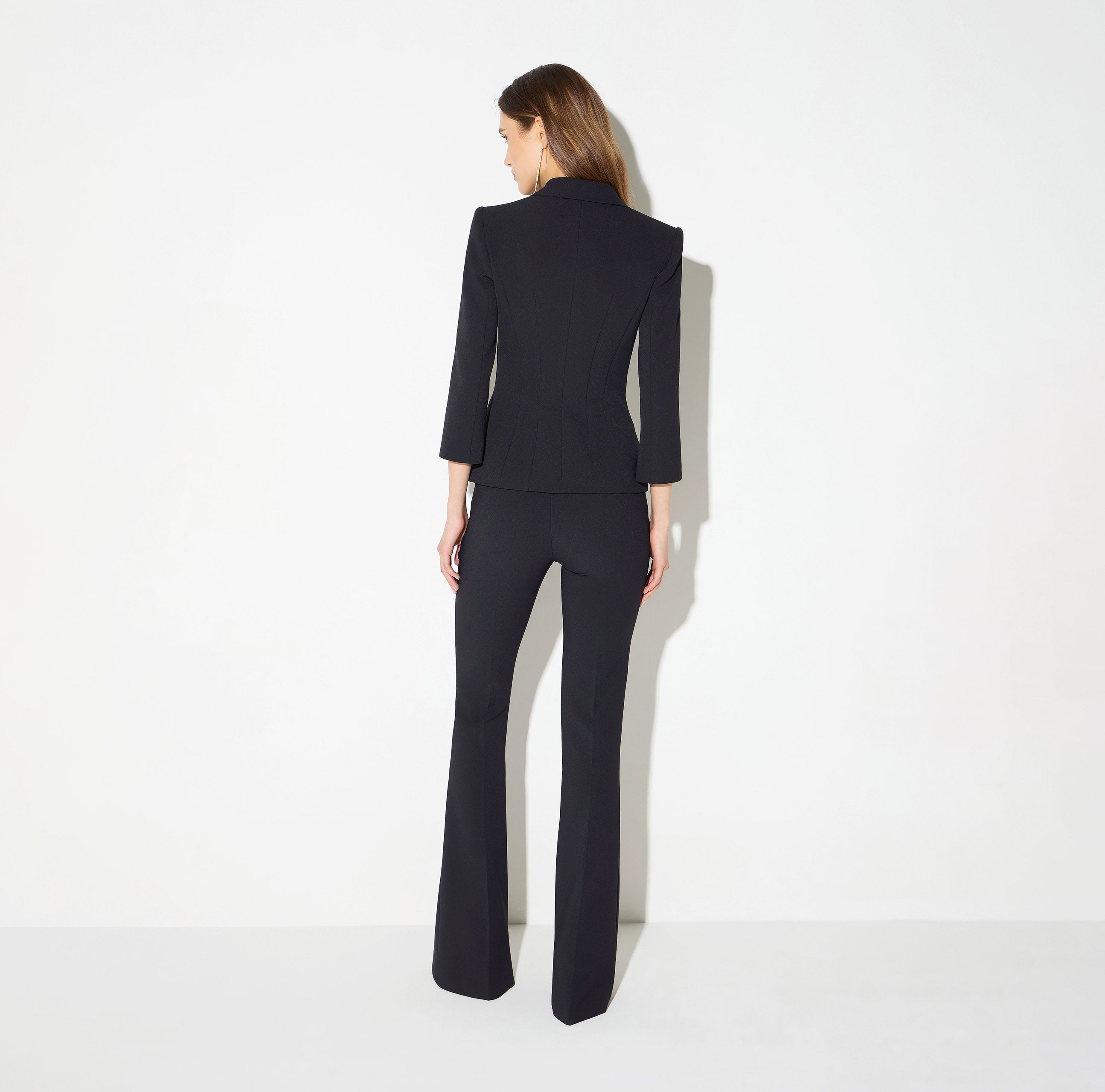 Giacca in doppio crêpe stretch con logo gioiello GI26866E2 110 ELISABETTA FRANCHI Nero 