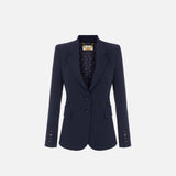 Giacca in doppio crêpe stretch GI27466E2 H88 ELISABETTA FRANCHI Blu notte 