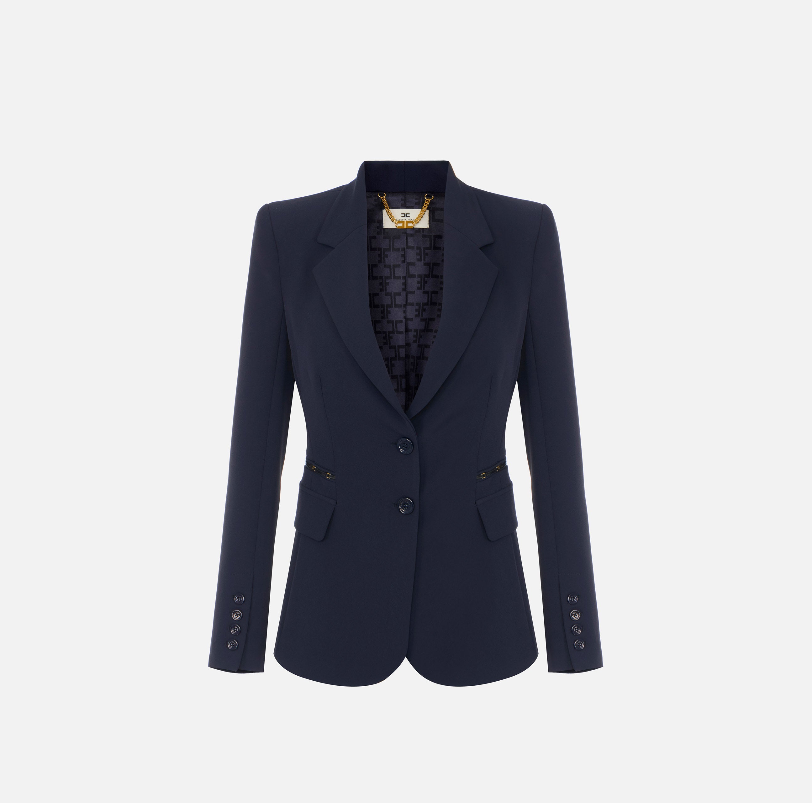 Giacca in doppio crêpe stretch GI27466E2 H88 ELISABETTA FRANCHI Blu notte 