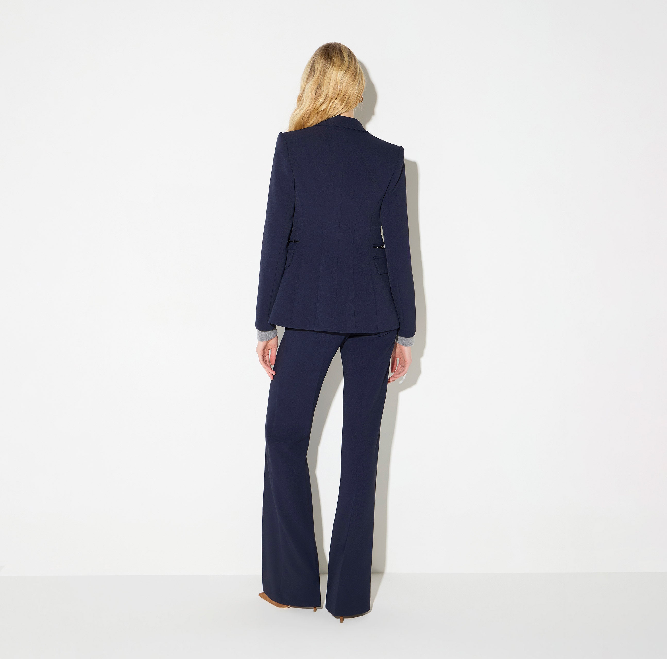 Giacca in doppio crêpe stretch GI27466E2 H88 ELISABETTA FRANCHI Blu notte 