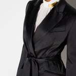 Giacca in raso stretch con cintura GI27966E2 110 ELISABETTA FRANCHI Nero 