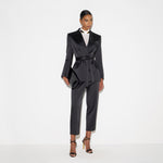 Giacca in raso stretch con cintura GI27966E2 110 ELISABETTA FRANCHI Nero 