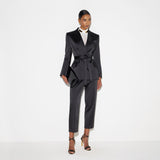 Giacca in raso stretch con cintura GI27966E2 110 ELISABETTA FRANCHI Nero 