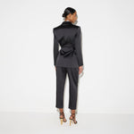 Giacca in raso stretch con cintura GI27966E2 110 ELISABETTA FRANCHI Nero 